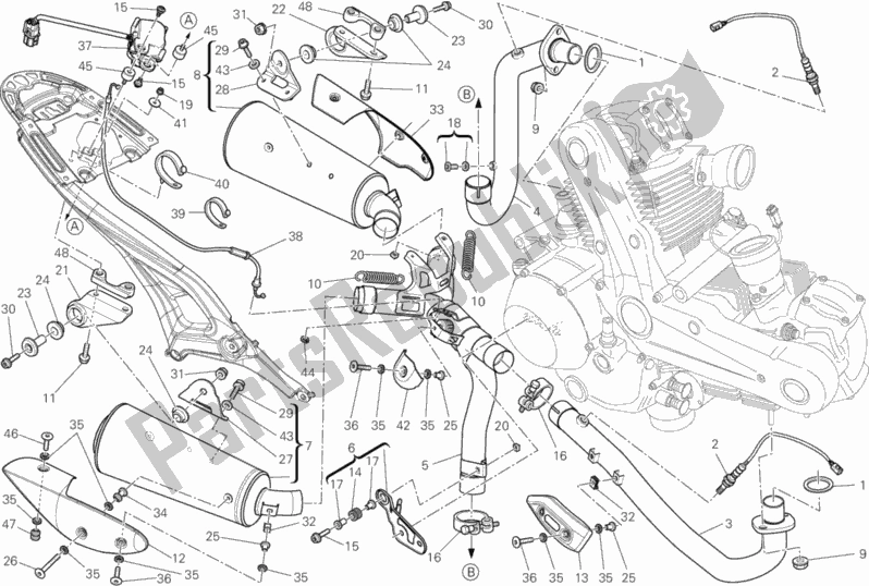 All parts for the Exhaust System of the Ducati Monster 795 Thailand 2013